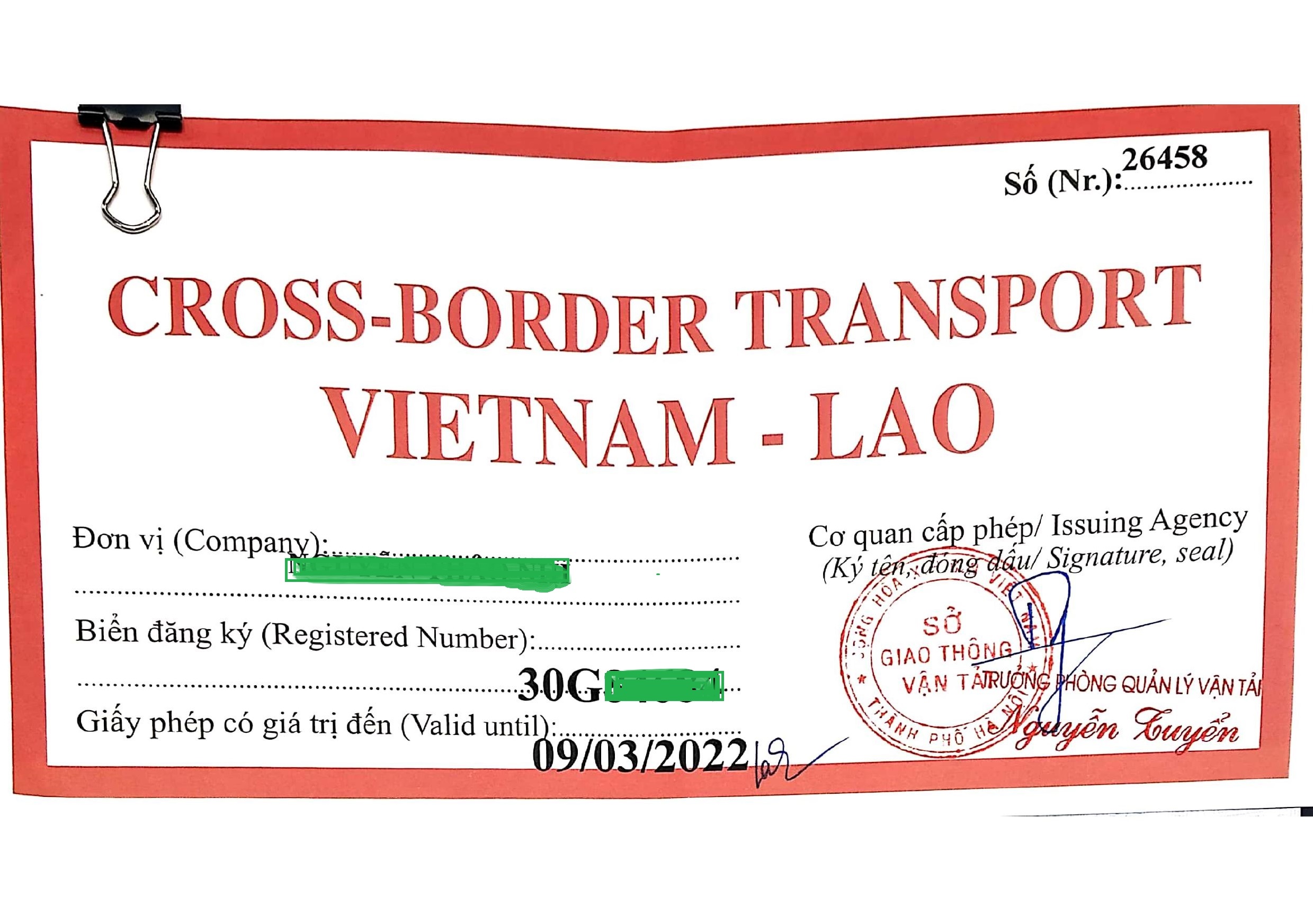 Thủ tục cấp Giấy phép Liên vận Việt Lào